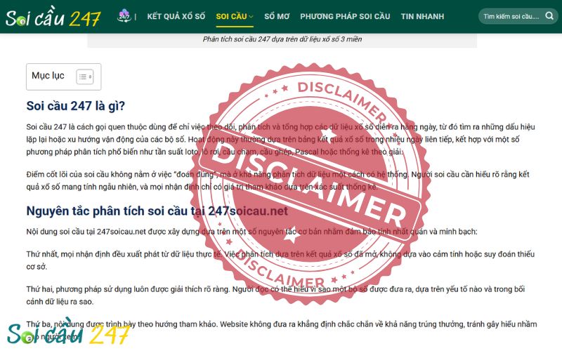 Nội dung soi cầu trên website chỉ mang tính chất tham khảo